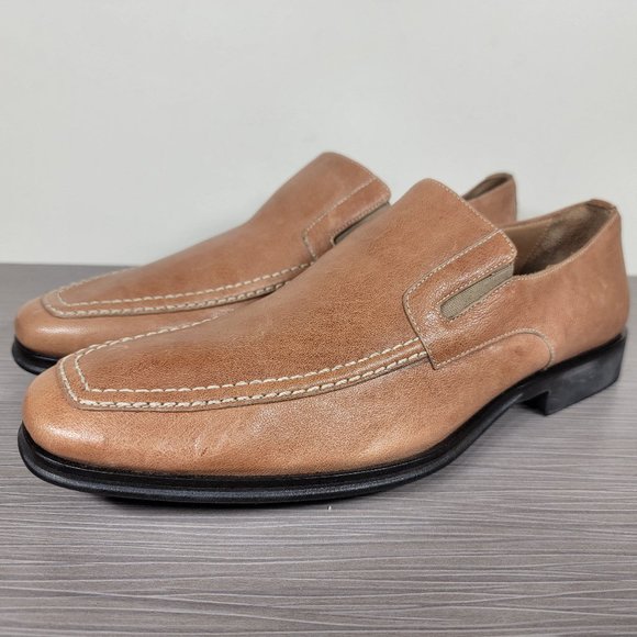 Bruno Magli Raging Slip On Loafers,Tan Leather 7 W - Picture 1 of 12
